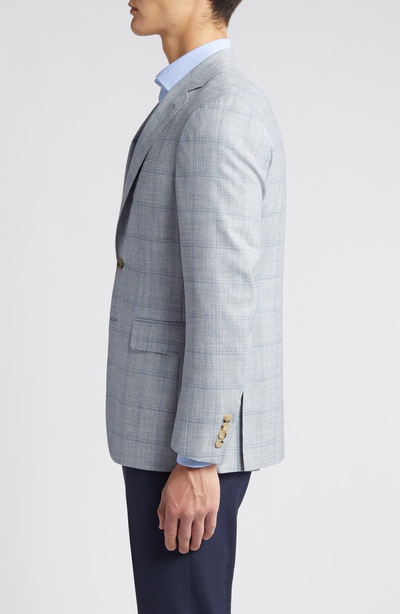 Canali Kei Trim Fit Plaid Wool & Silk Blend Sport Coat, Alternate, color, 