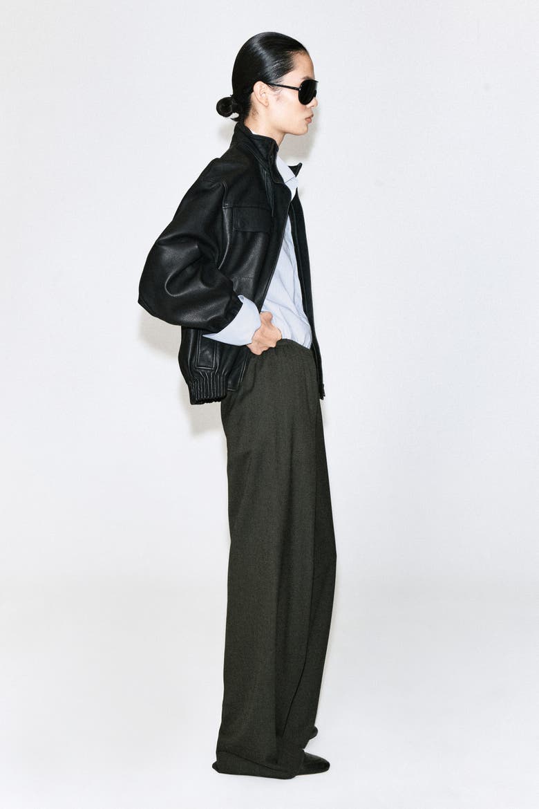 Wool-blend Wide-leg Pants, Alternate, color, DARK GRAY