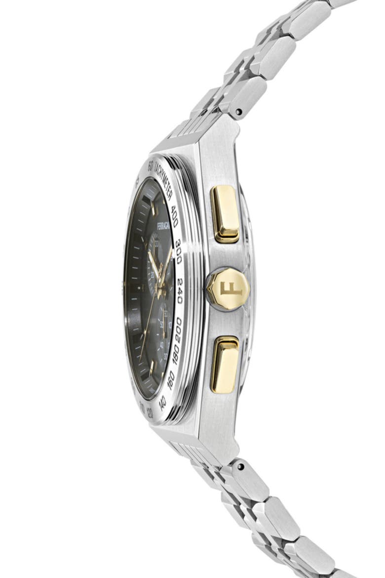 Vega New Chrono Bracelet Watch, 42mm, Alternate, color, BLACK/ STAINLESS STEEL