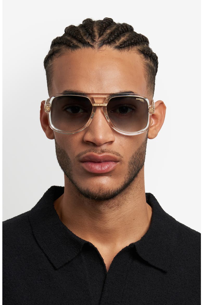 Victory 59mm Gradient Square Geometric Sunglasses, Alternate, color, CRYSTAL GOLD/ GREY SF GD SP
