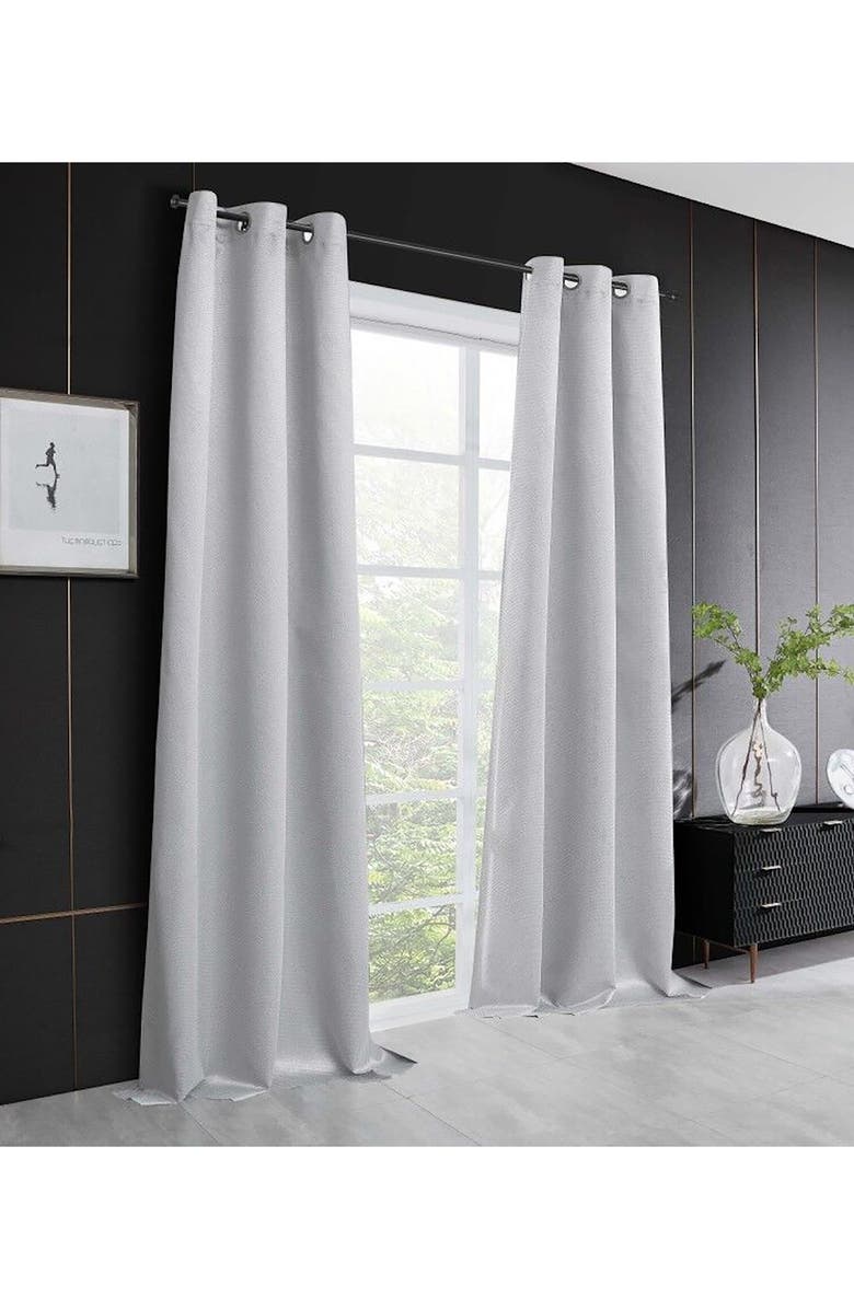 DAINTY HOME Stars Set of 2 Metallic Panel Curtains, Main, color, 