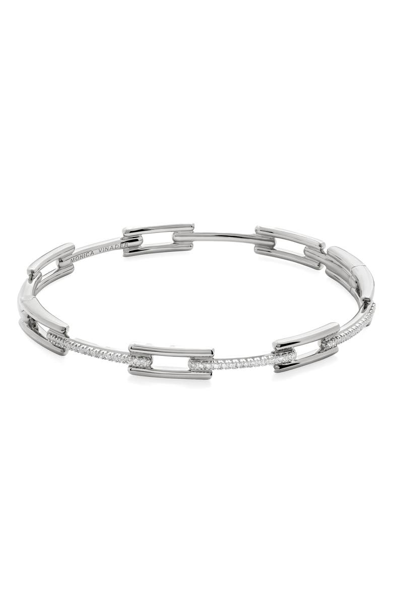 Monica Vinader Lab Created Diamond Signature Bangle, Main, color, Sterling Silver / Lab Dia