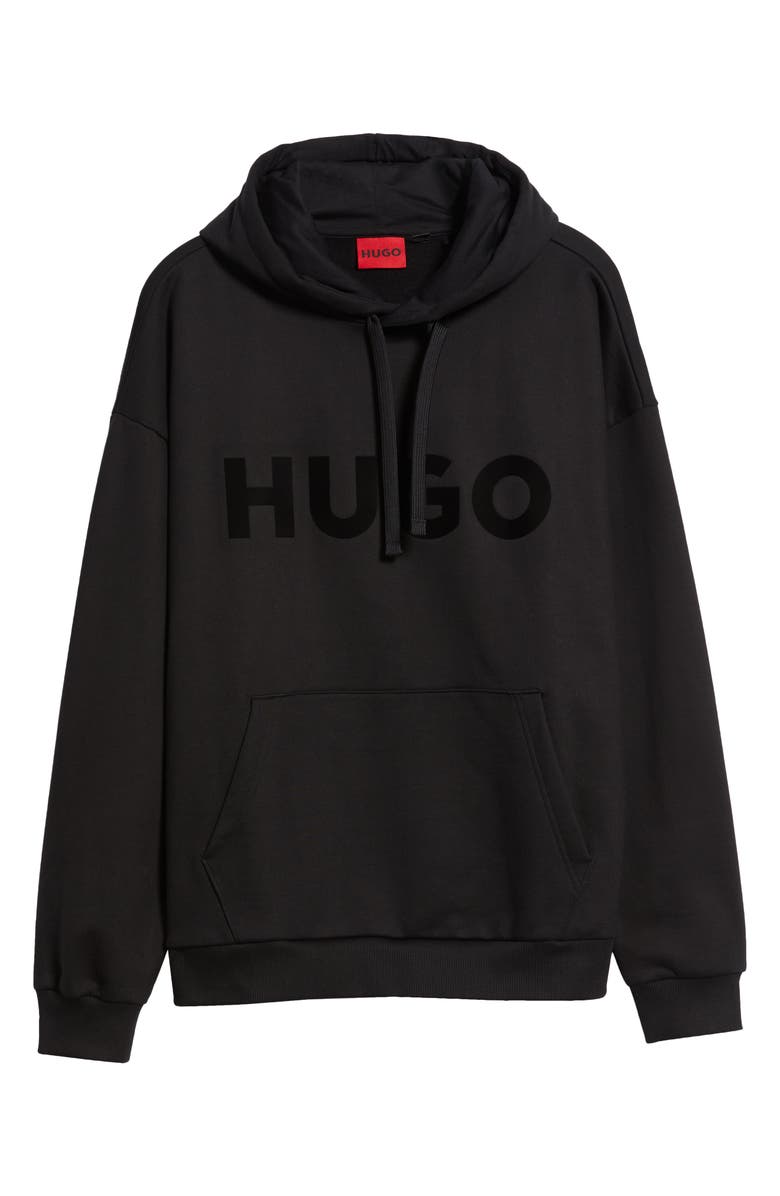 HUGO Ditchle Oversize Logo Graphic Hoodie, Alternate, color, Black