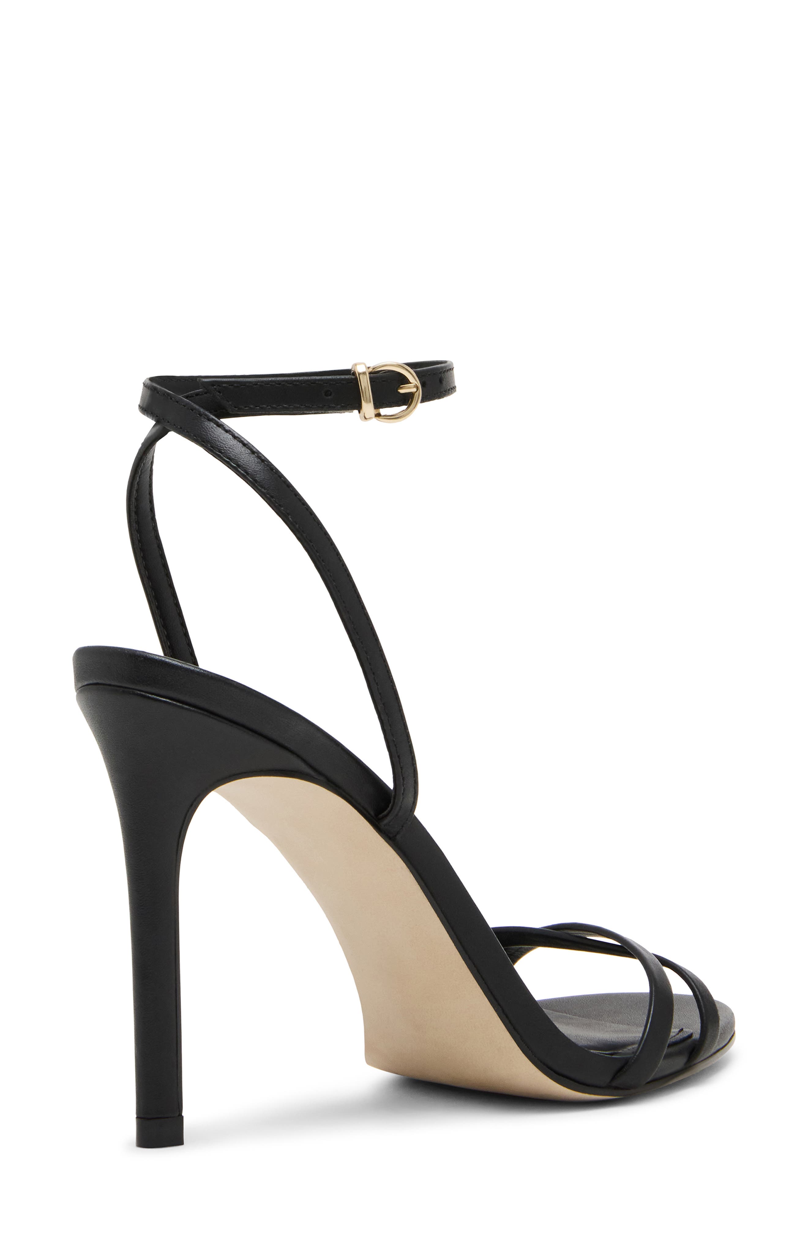Steve Madden Ankle Strap Stiletto Sandal, Alternate, color, Black Leather