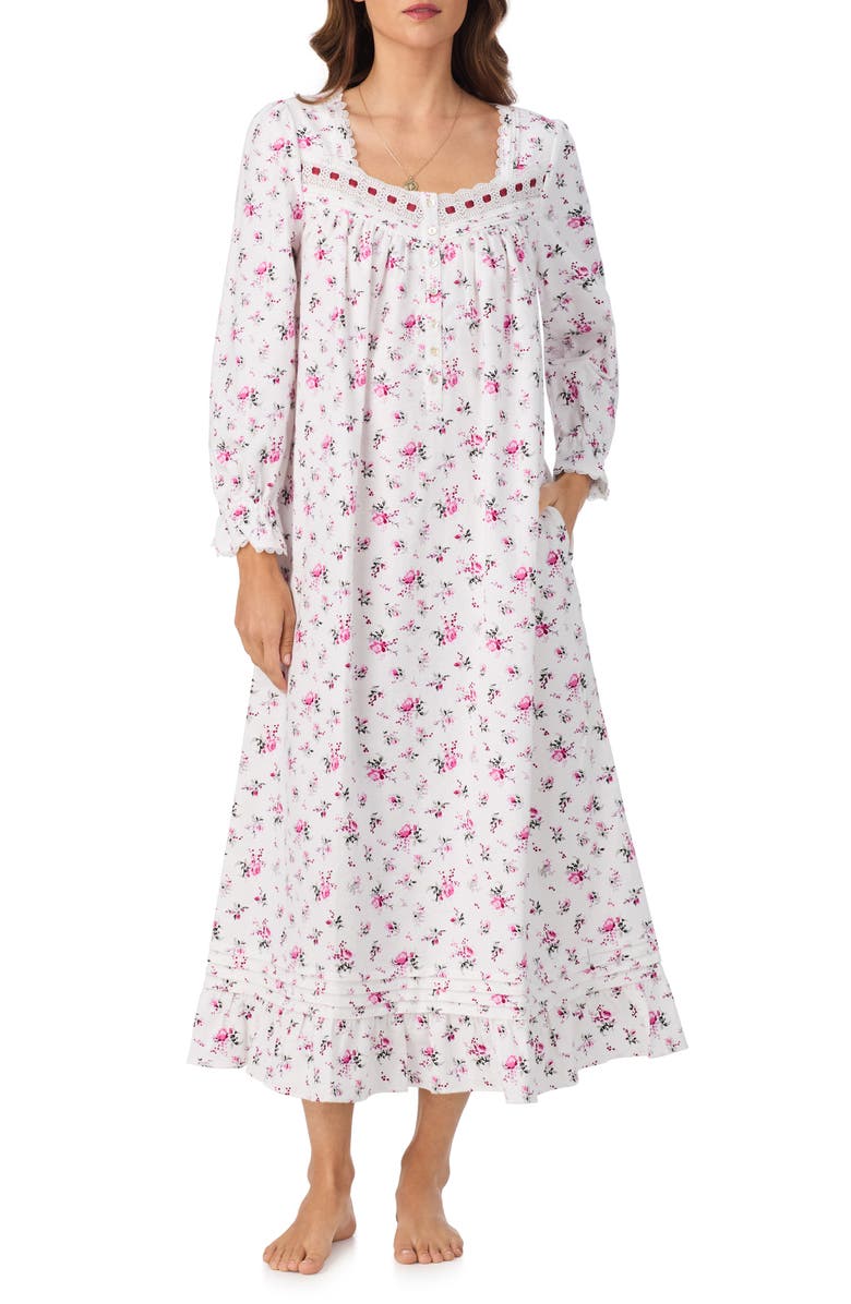 Eileen West Flannel Ballet Nightgown, Main, color, Floral Print