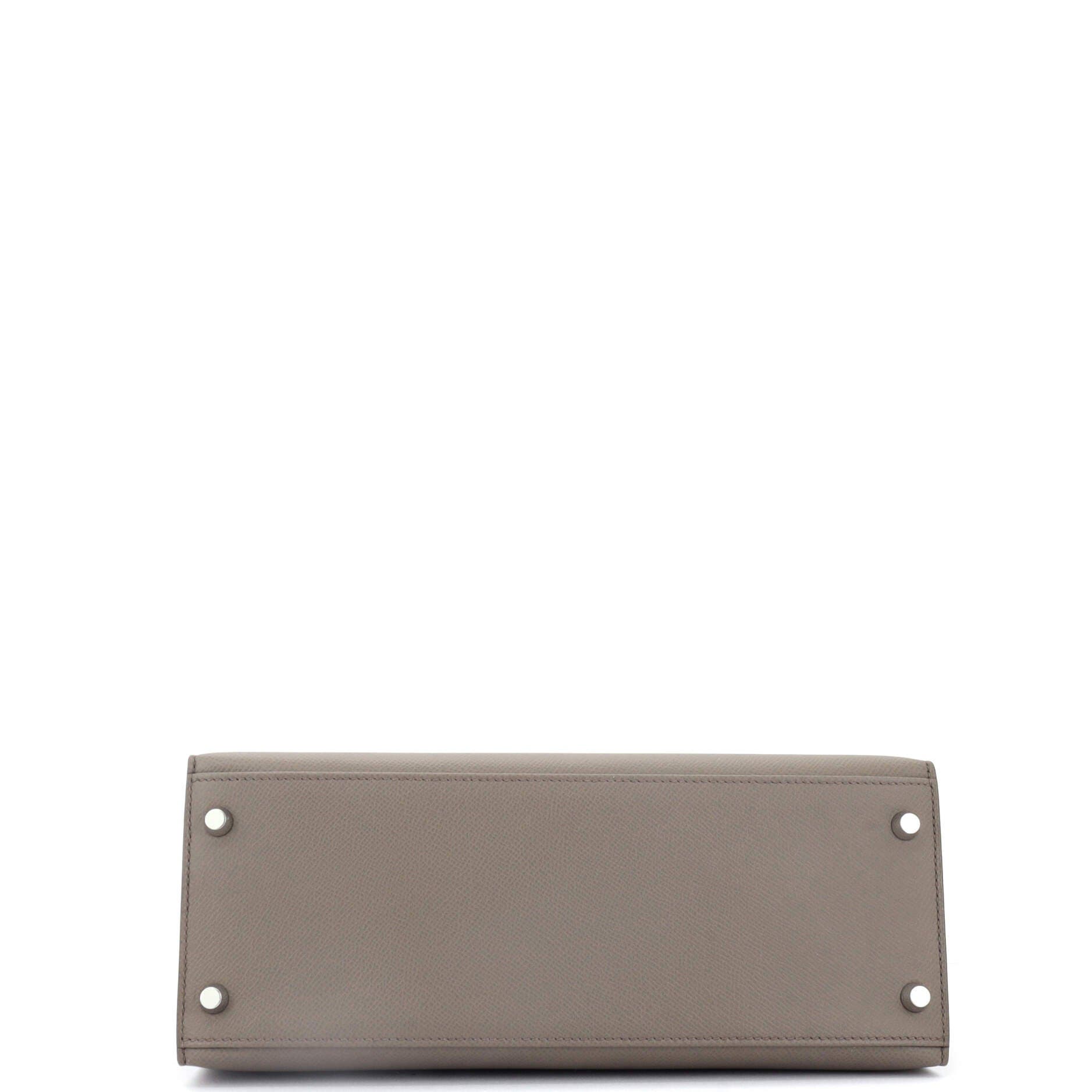 Pre-Owned Hermes Kelly Handbag Grey Epsom with Palladium Hardware 28, Alternate, color, 