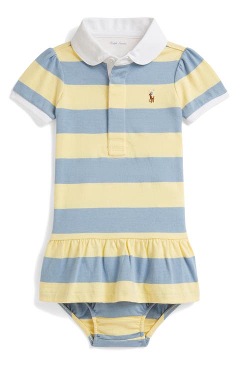Rugby Stripe Cotton Jersey Dress & Bloomers Set (Baby)