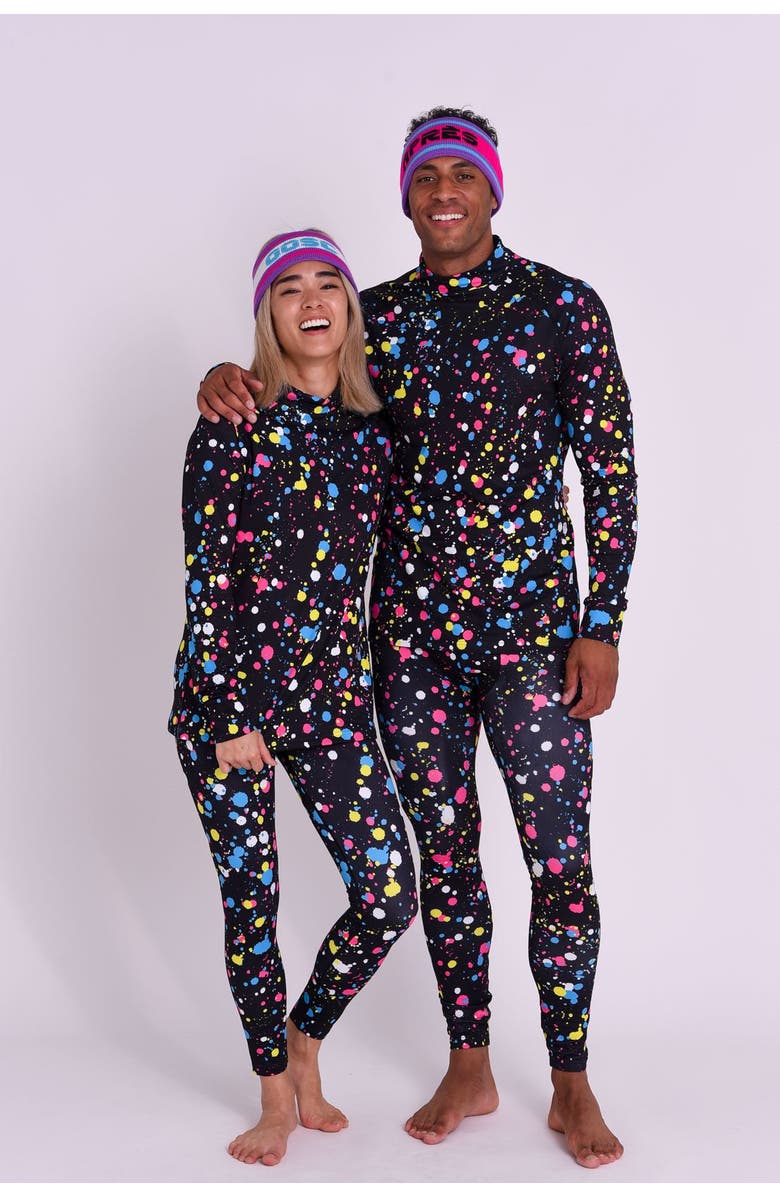 OOSC Baselayer Leggings - Catalina Wine Mixer Women's, Alternate, color, Black With Colorful Splatters