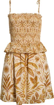 SUGARLIPS Calina Tropical Irvine Smocked Tie Strap Cotton Sundress