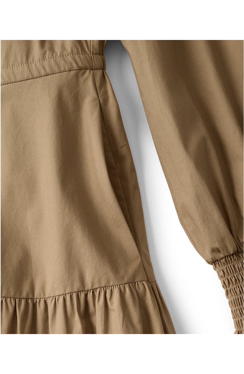 Lands' End Plus Size Long Sleeve Cotton Poplin Mini Popover Dress, Alternate, color, 