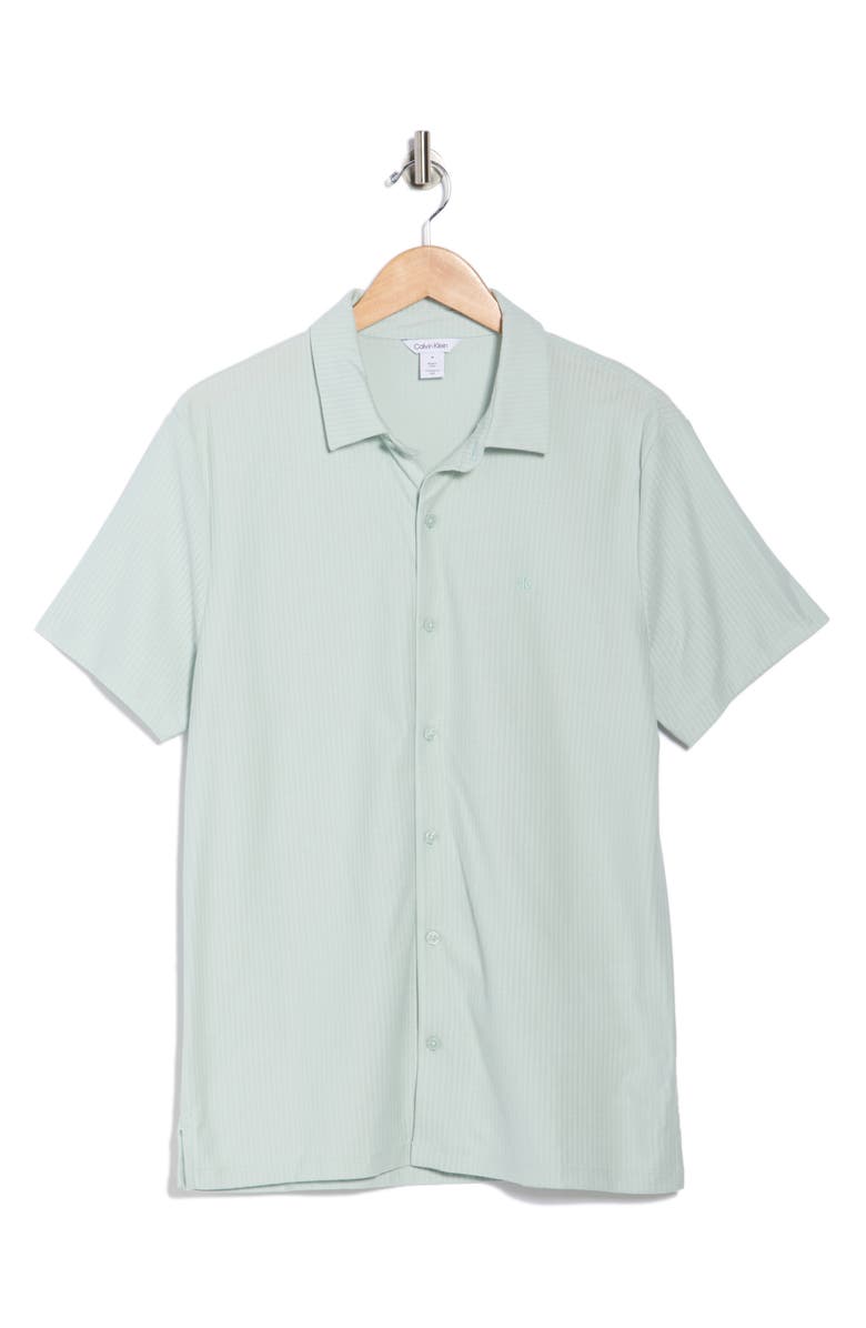 Calvin Klein Stripe Classic Fit Short Sleeve Button-Up Shirt, Main, color, Pale Meadow
