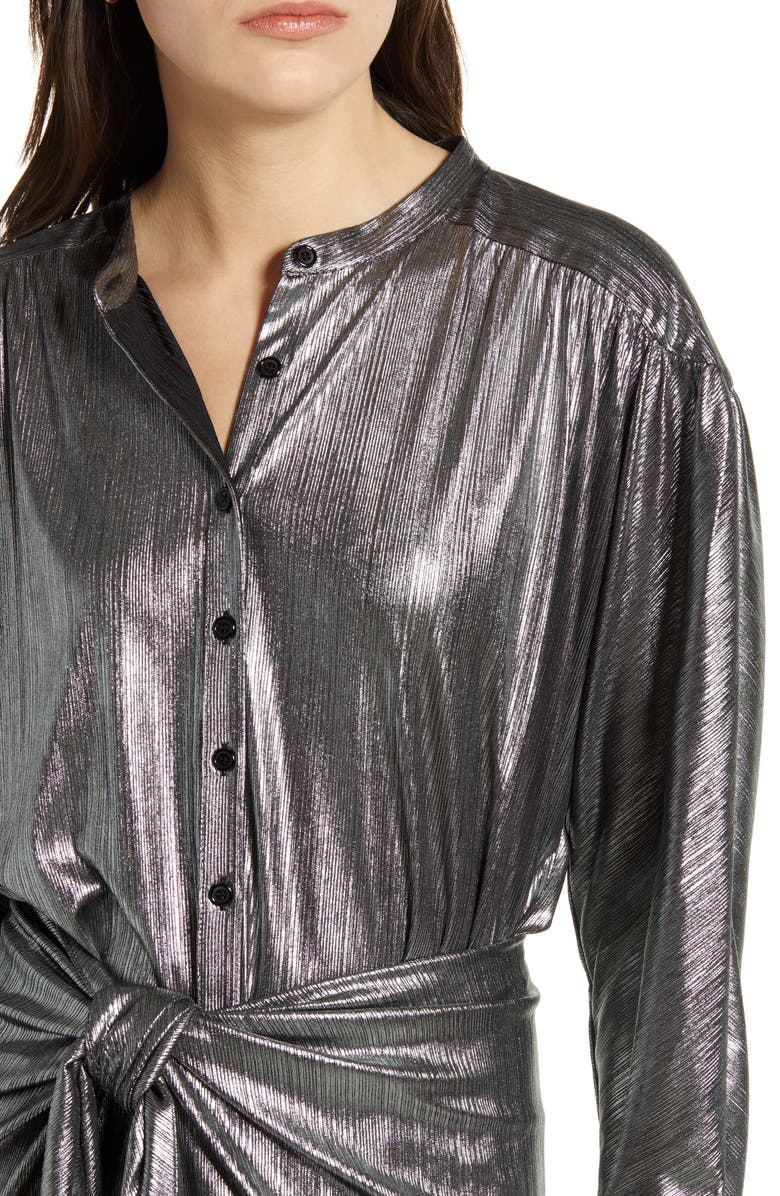 Rebecca Minkoff Willow Metallic Long Sleeve Shirtdress, Alternate, color,