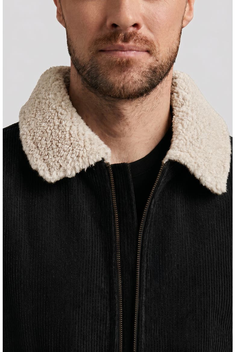 Crace Corduroy Jacket with Faux Shearling Collar, Alternate, color, BLACK