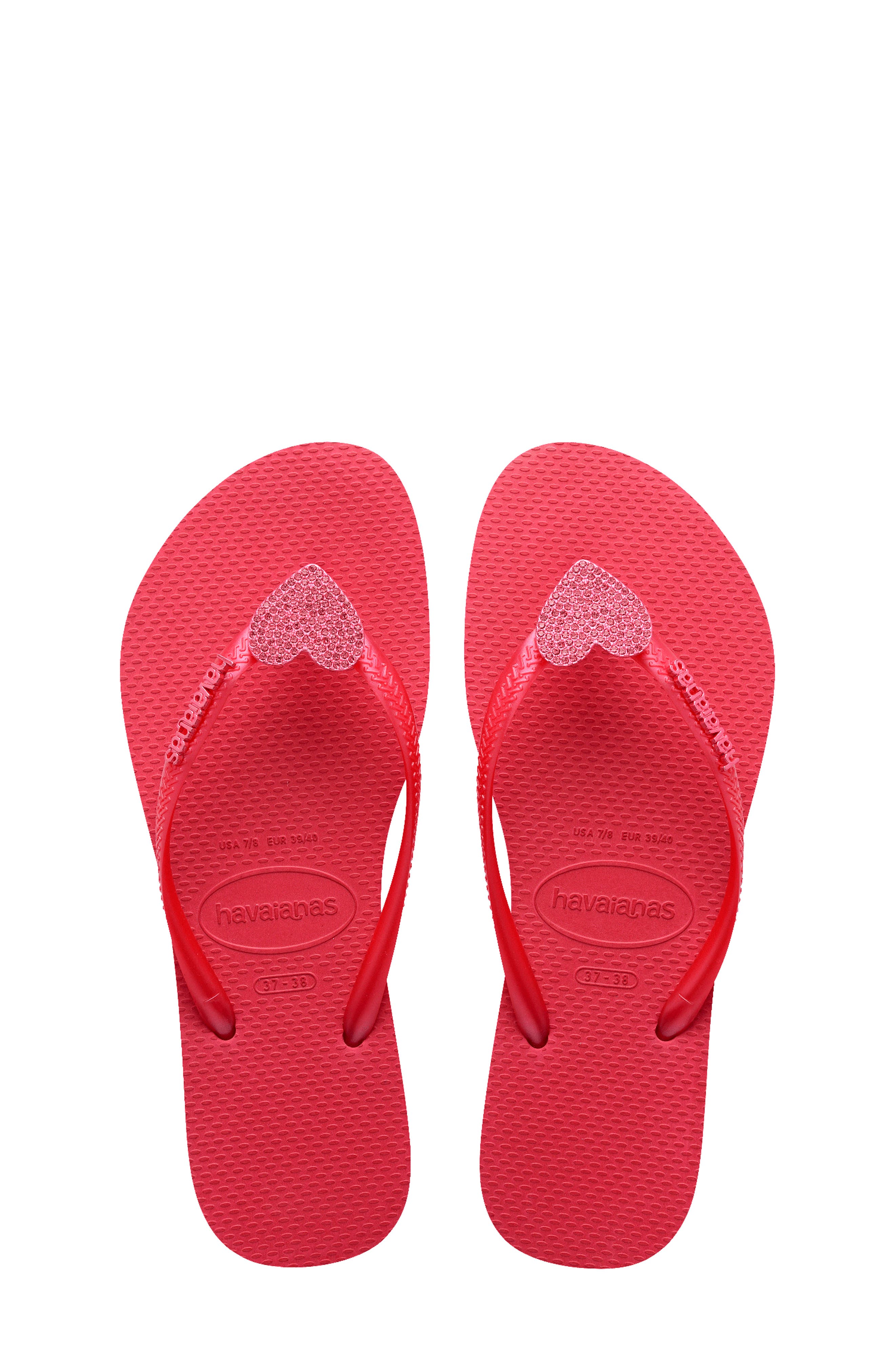 Havaianas Kids' Slim Crystal Charm Flip Flop, Alternate, color, Pink Fever