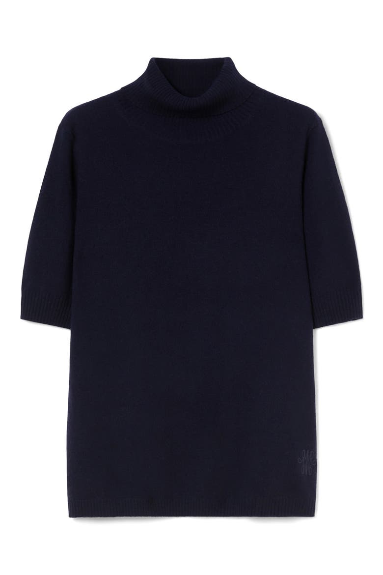 Nepal Turtleneck Short Sleeve Cashmere Sweater, Alternate, color, NAVY
