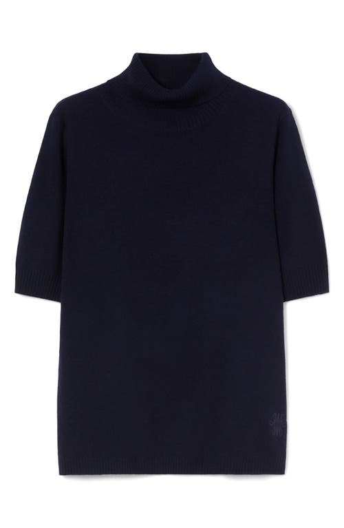 Marina Rinaldi Nepal Turtleneck Short Sleeve Cashmere Sweater In Blue