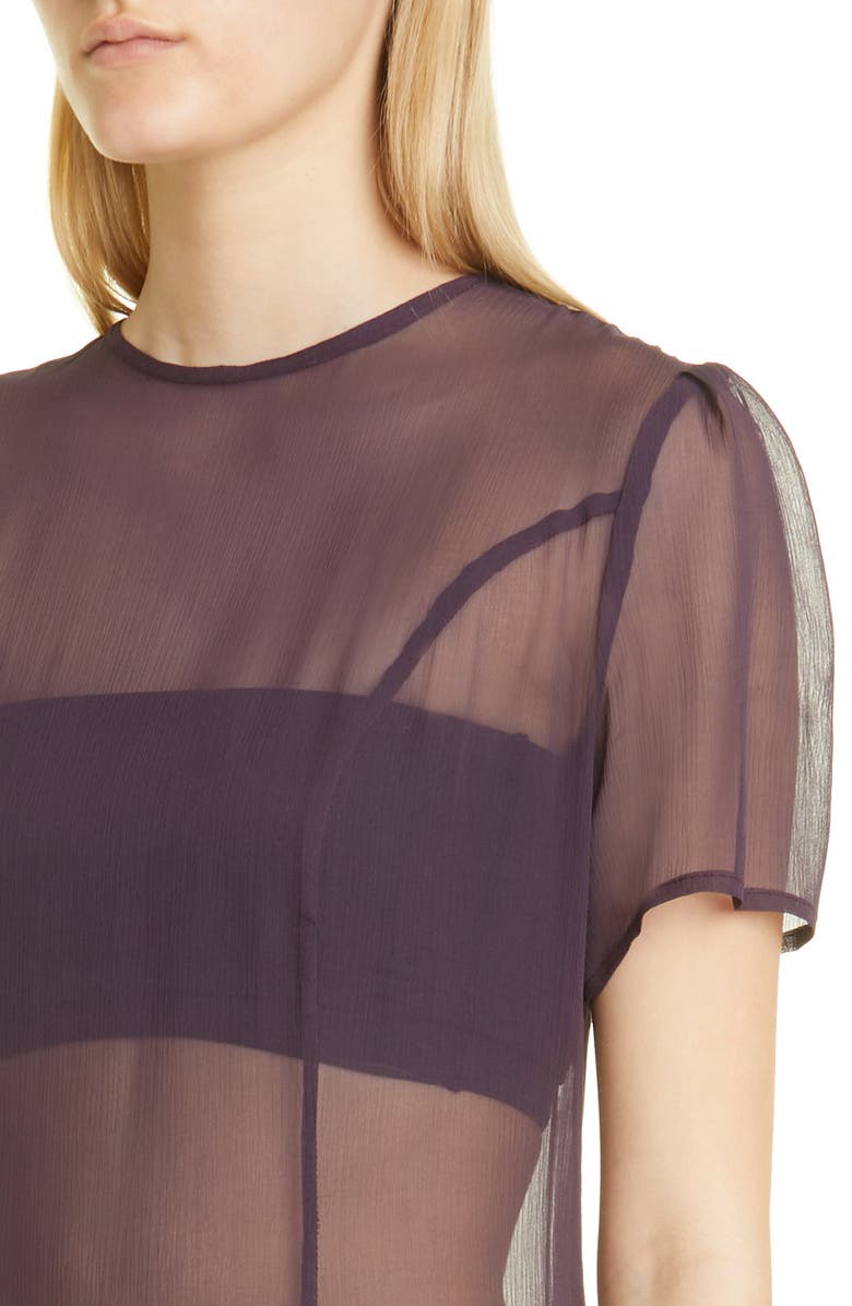 Puppets and Puppets Princess Seam Sheer Silk Midi Dress, Alternate, color, 