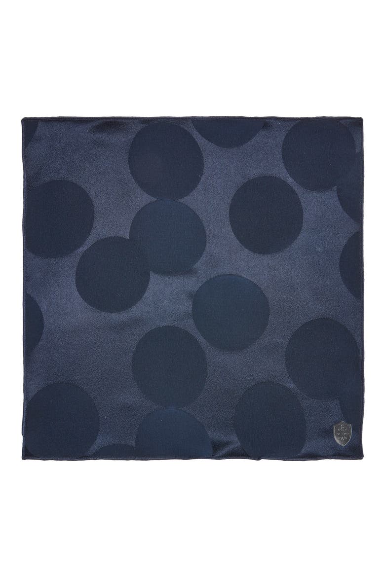 Navy Circles Silk Pocket Square, Alternate, color, NAVY