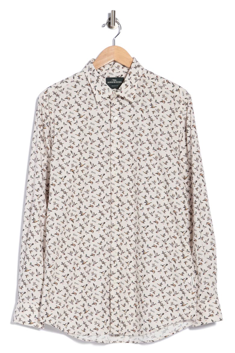 Billhook Peak Printed Long Sleeve Button-Down Shirt, Main, color, SNOW