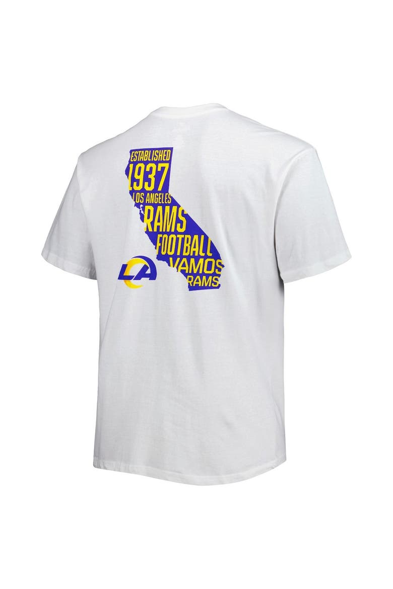 Men's Fanatics Branded White Los Angeles Rams Big & Tall Hometown Collection Hot Shot T-Shirt, Alternate, color, White