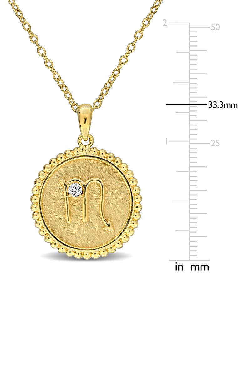 Zodiac Created White Sapphire Pendant Necklace, Alternate, color, WHITE GOLD/ SCORPIO
