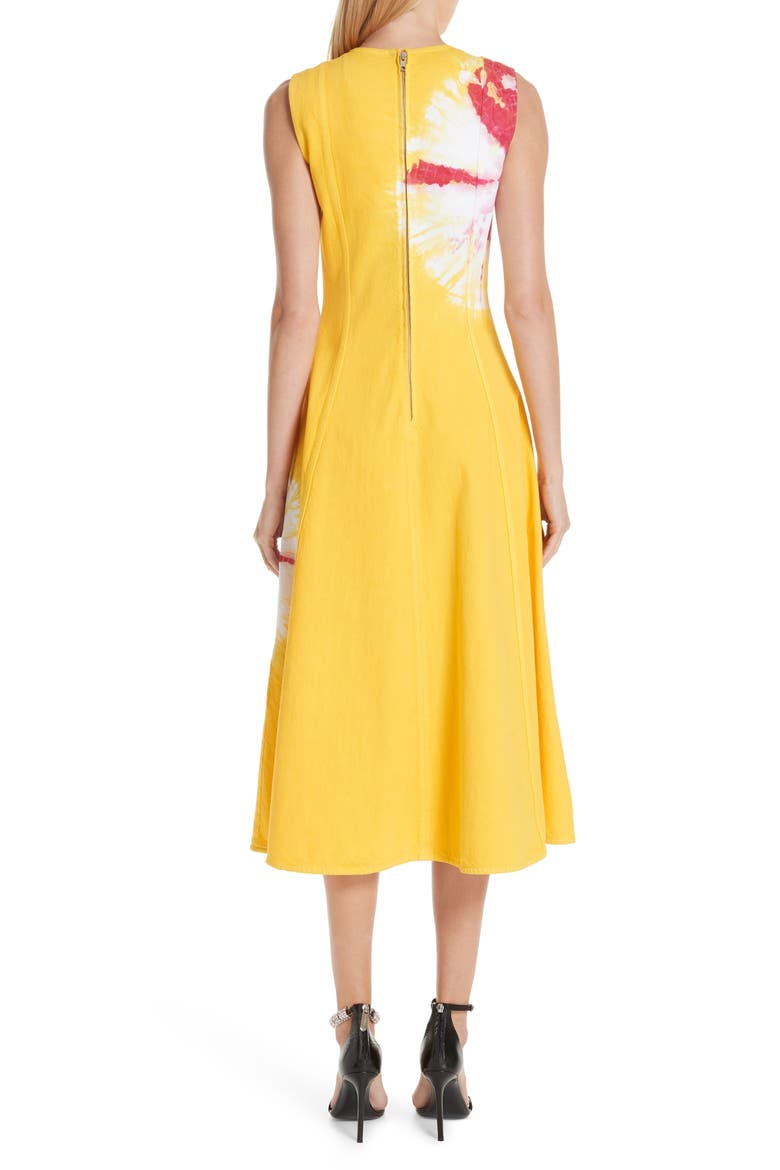 Tie Dye Fit & Flare Midi Dress, Alternate, color, YELLOW FUCHSIA