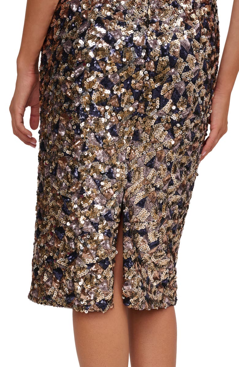Adrianna Papell Mixed Sequin Strapless Cocktail Midi Dress, Alternate, color, Sequin Multi