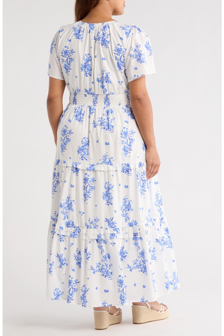 Bestia Floral Palmer Tiered Cotton Maxi Dress, Alternate, color, CREAM WHITE