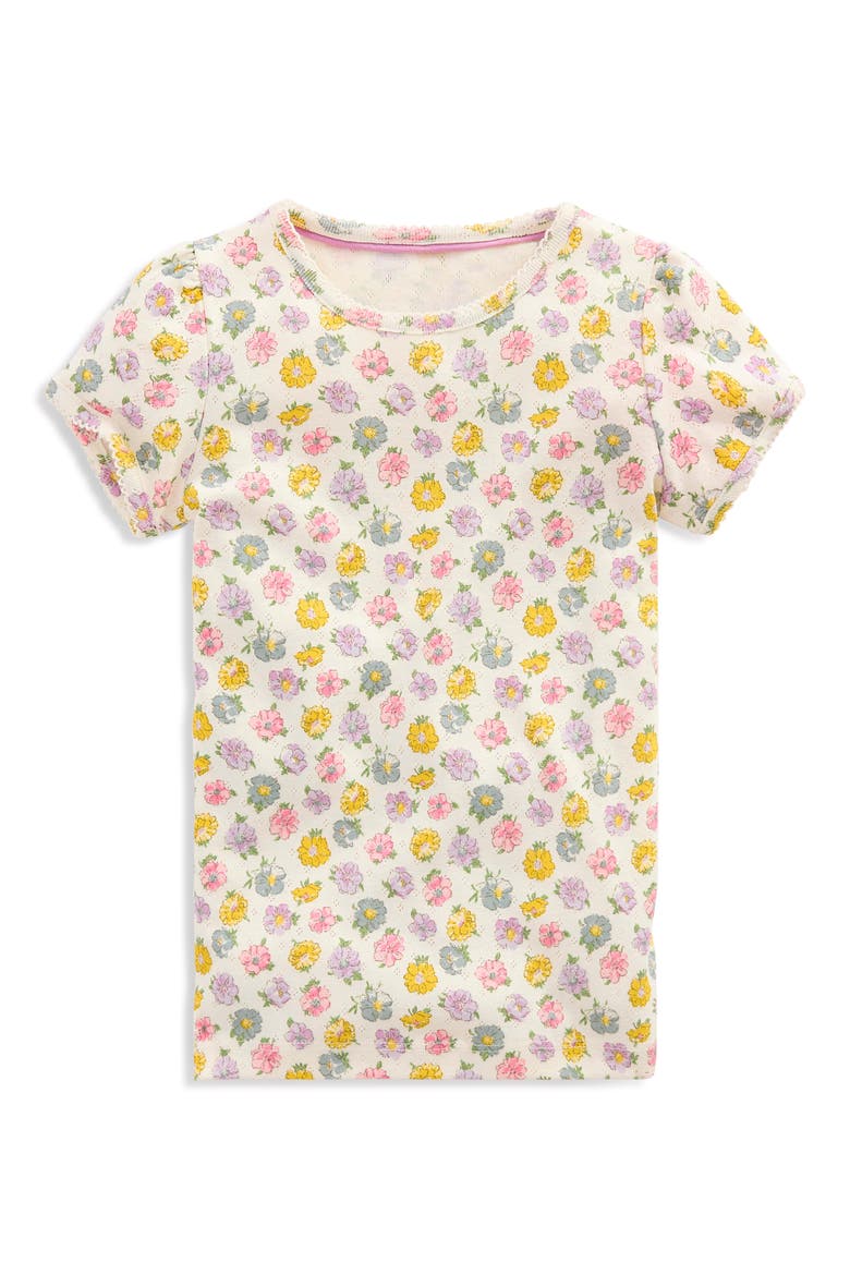 Kids' Floral Pointelle Short Sleeve Top, Main, color, IVORY SPACED ROSA