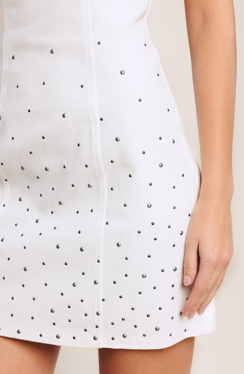FLYING TOMATO Embellished Minidress, Alternate, color, White Denim