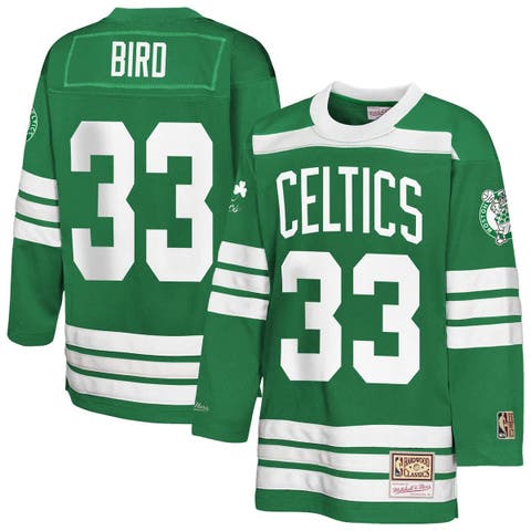 Youth Mitchell & Ness Larry Bird Kelly Green Boston Celtics Maxxed Out 2.0 Fashion Hockey Jersey