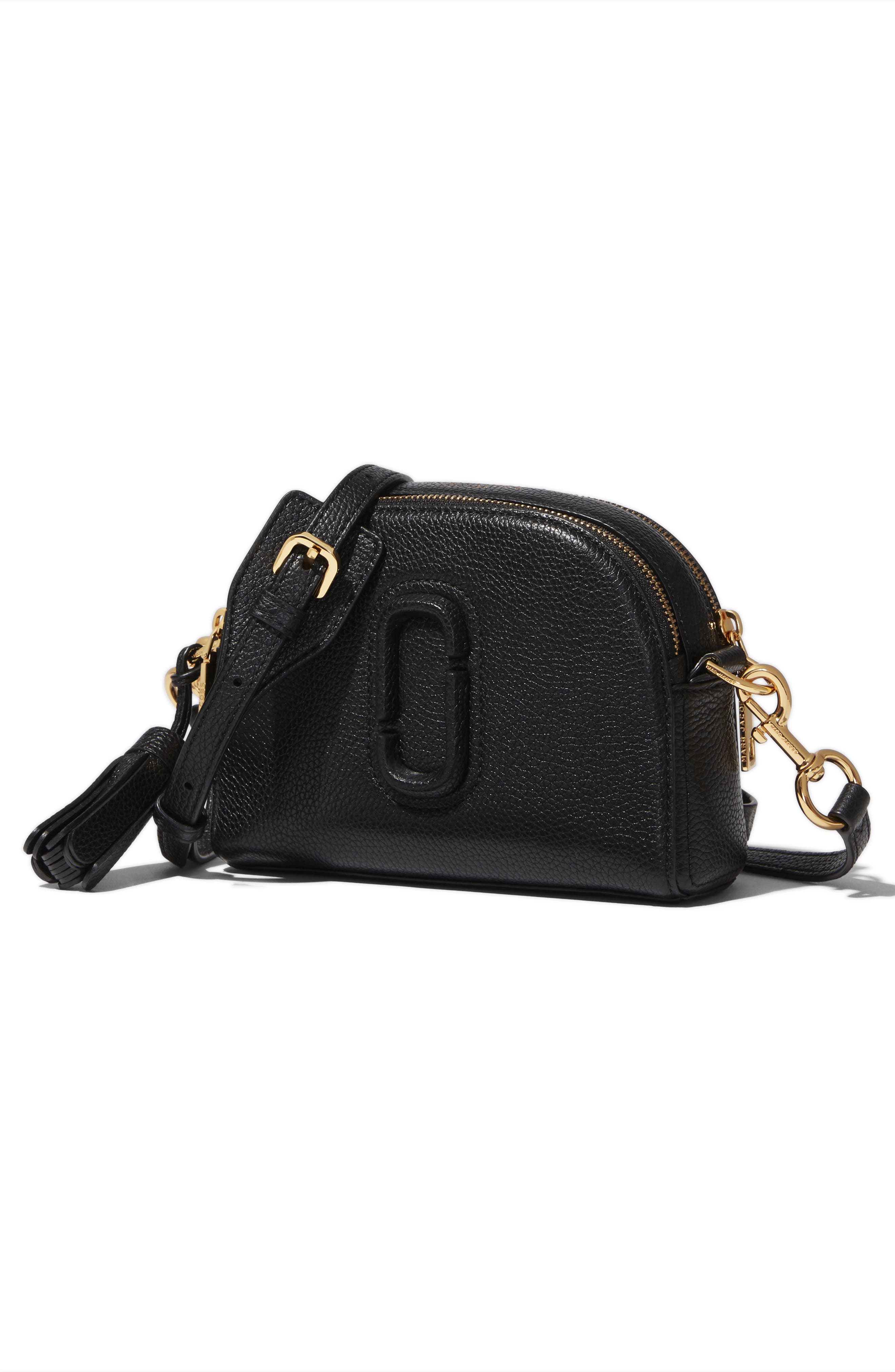 The Shutter Leather Crossbody Bag, Alternate, color, BLACK
