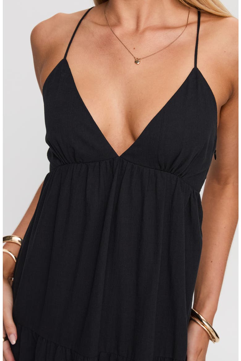 Chelsea Tiered Lace-Up Back Maxi Dress, Alternate, color, BLACK