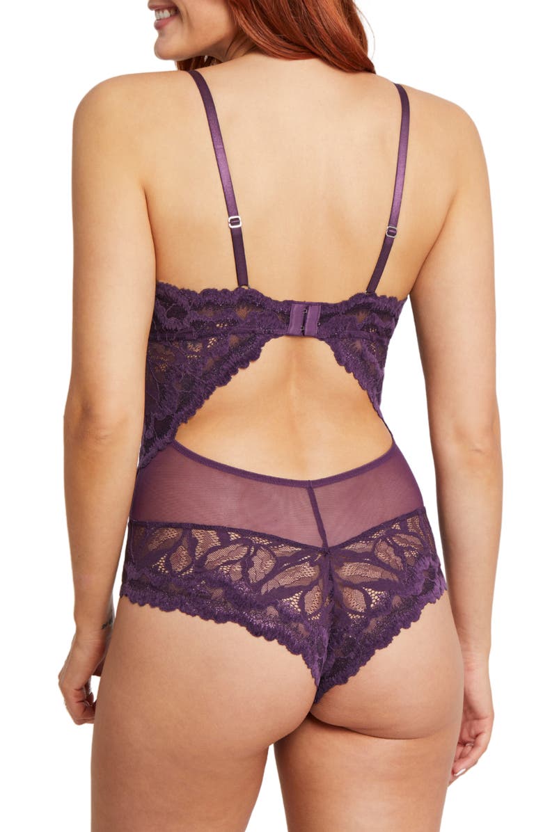 Montelle Intimates Royale Corset Lace Teddy, Alternate, color,