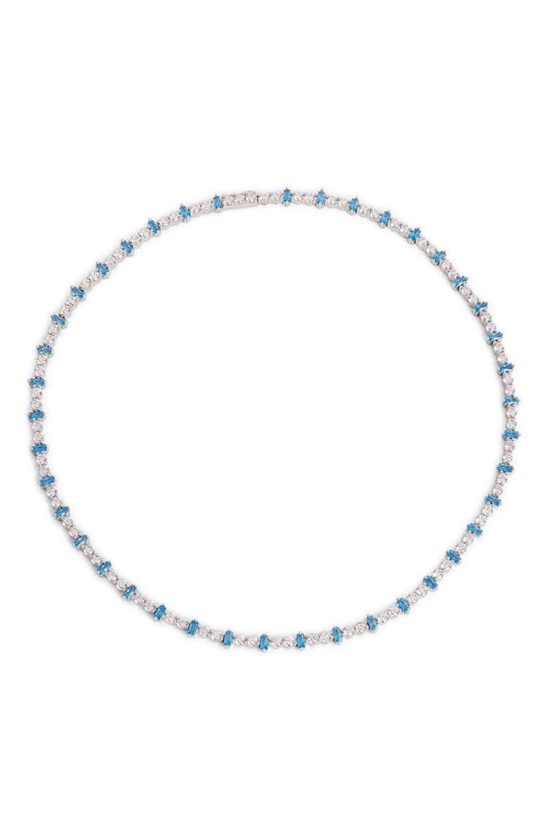 NICKHO REY Mila Necklace, Main, color, Lt.blue+White/White Rhodium