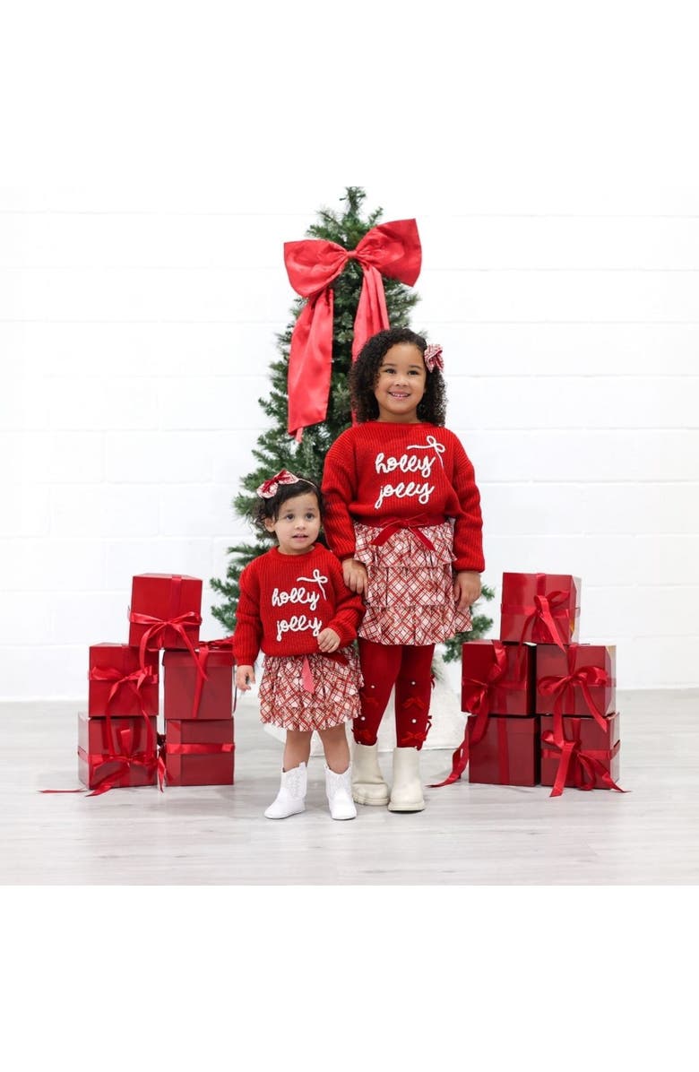 Sweet Wink Holly Jolly Christmas Knit Sweater, Alternate, color, Ruby Red