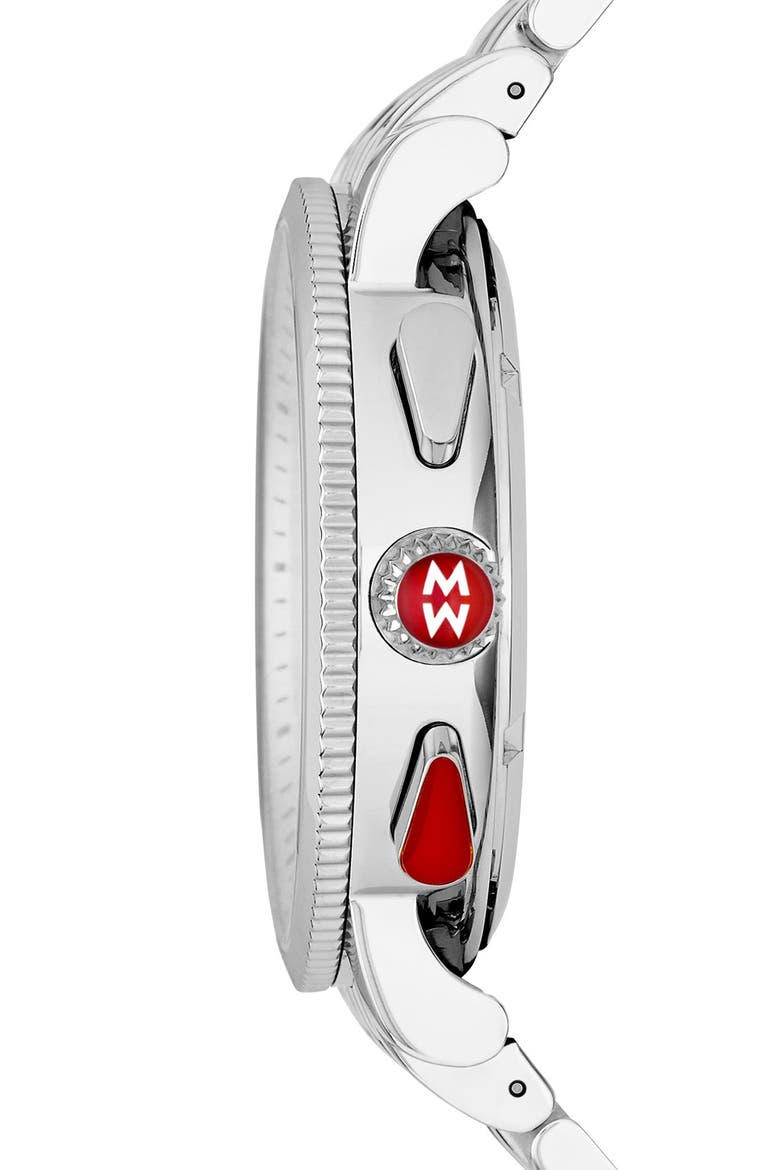'Sport Sail - Large' Black Dial Watch Case, 42mm, Alternate, color, SILVER