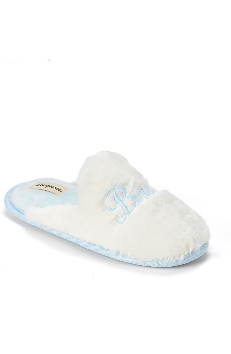DEARFOAMS Bride Faux Fur Slipper, Main, color, Cream