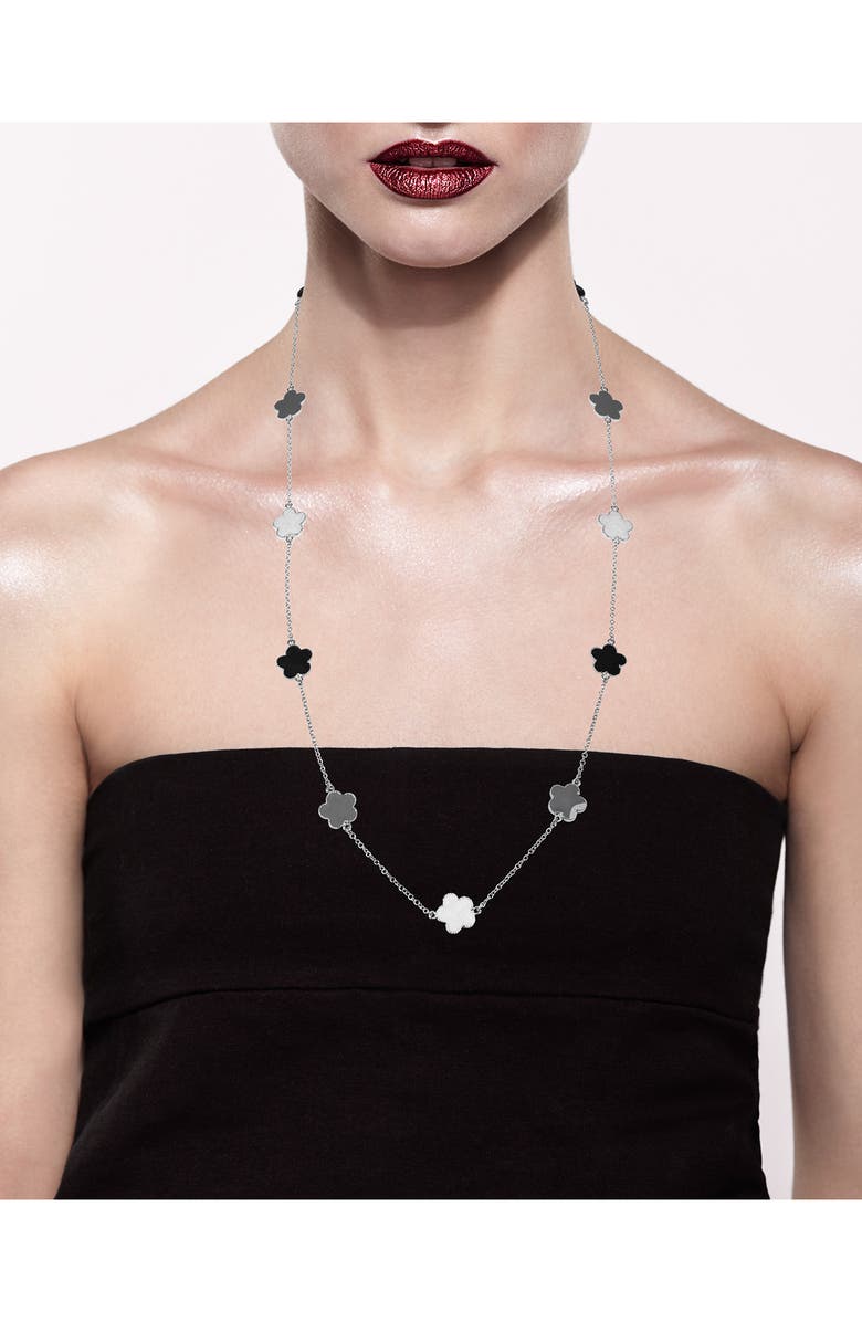 JARDIN Tri-Tone Clover Station Chain Long Necklace, Alternate, color, 