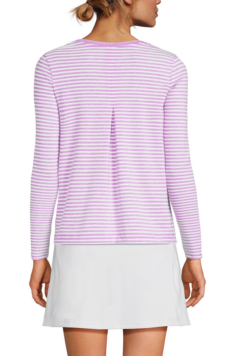Lands' End Power Performance Long Sleeve Scoopneck Tee, Alternate, color, Wild Lilac/White Mini Stripe
