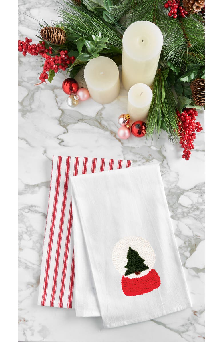 C&F Home Snow Globe Tree French Knot Flour Sack Kitchen Towel, Alternate, color, Beige