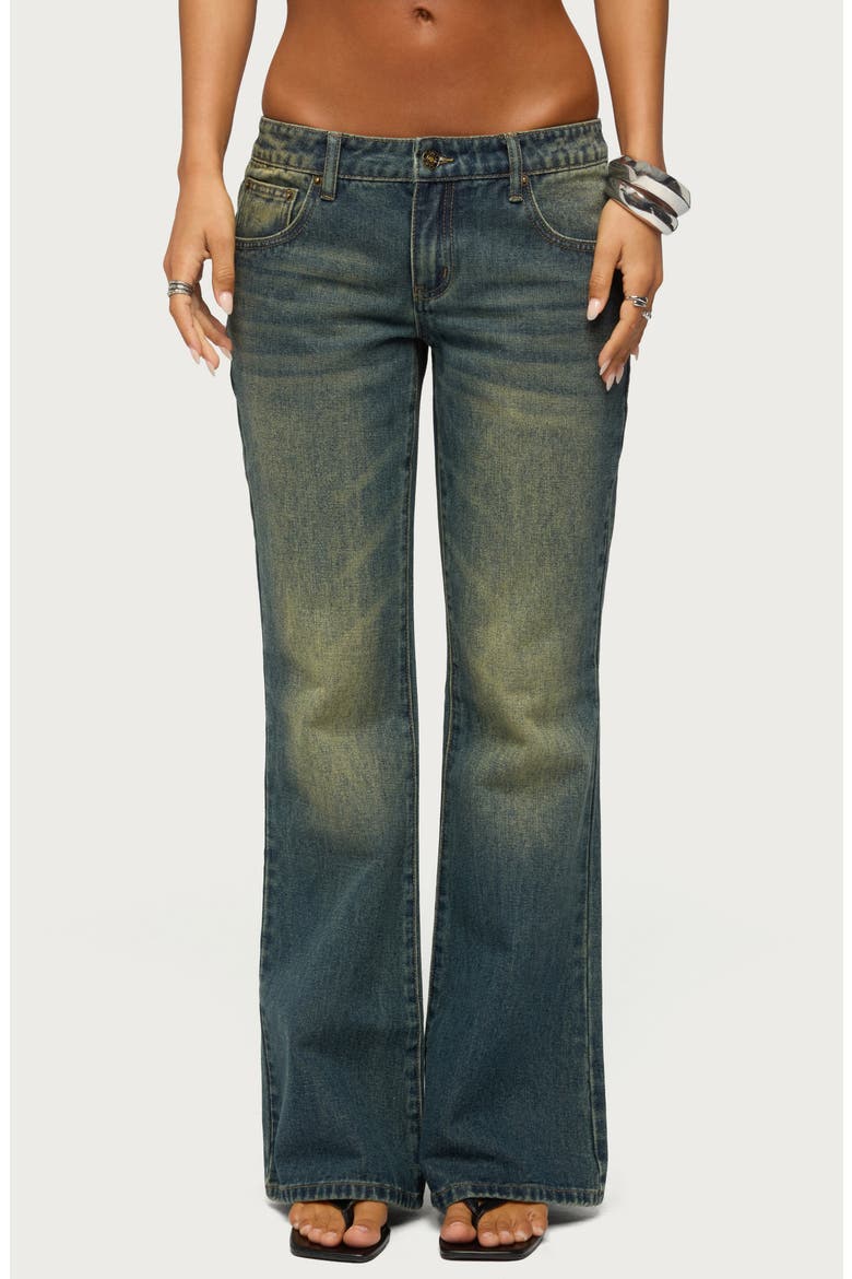 Shirili Low Rise Flare Jeans, Main, color, DIRTY-WASH-DARK-BLUE
