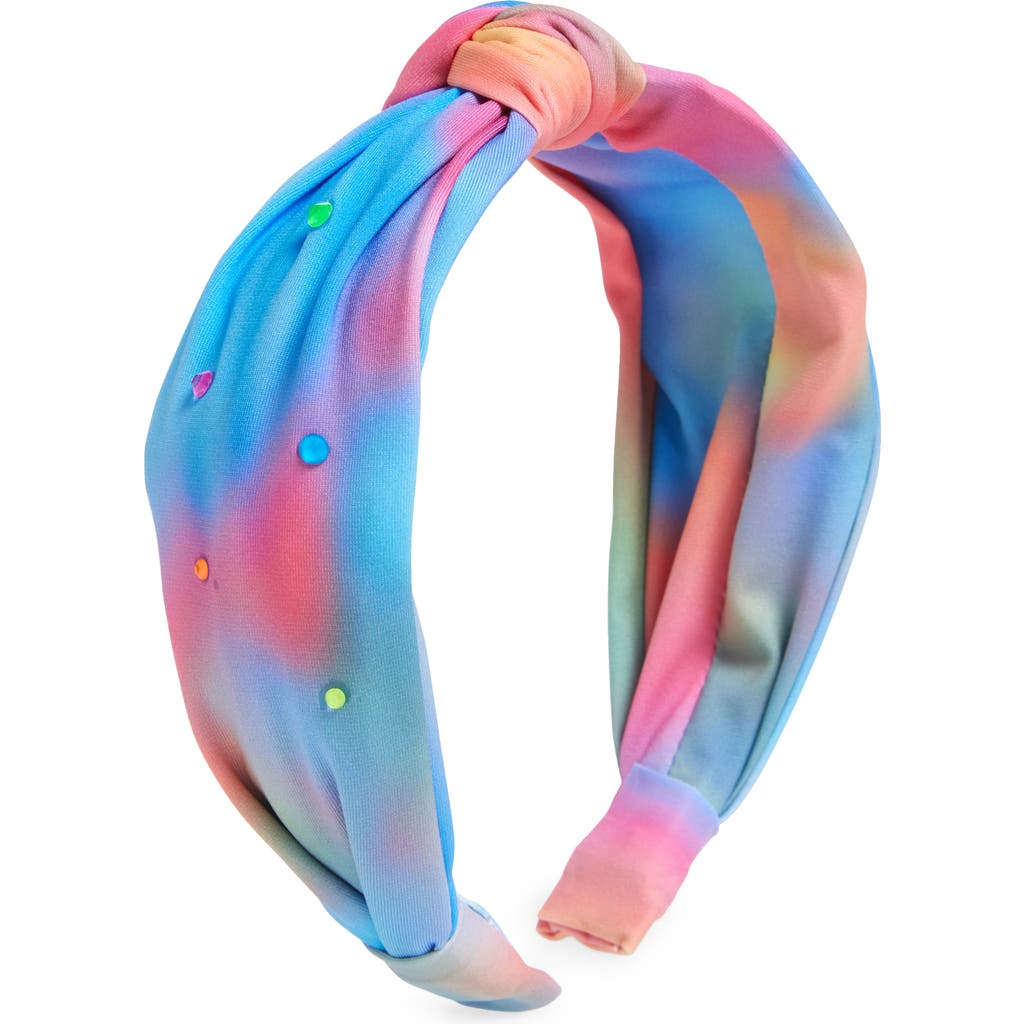 Cara Rainbow Crystal Detail Headband In Blue Multi