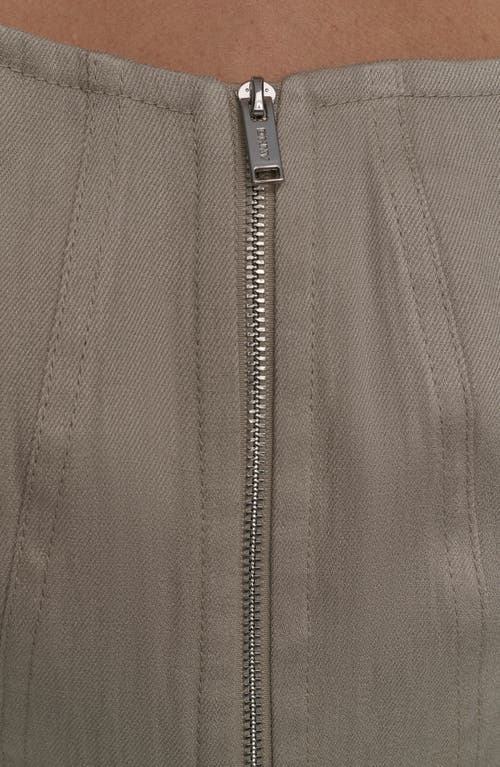 Shop Dkny Zip Front Seamed Corset Top In Vintage Khaki