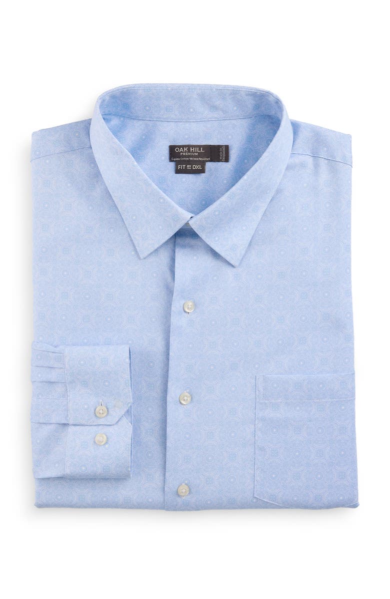 Oak Hill Premium by DXL Big & Tall Wrinkle-Resistant Elevated Floral Dress Shirt, Main, color, Blue
