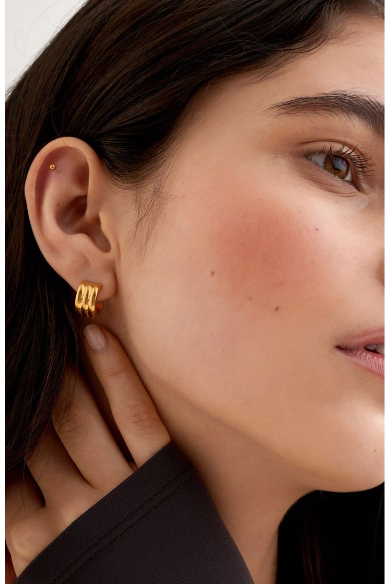 Hanna Huggie Hoop Earrings, Alternate, color, Gold