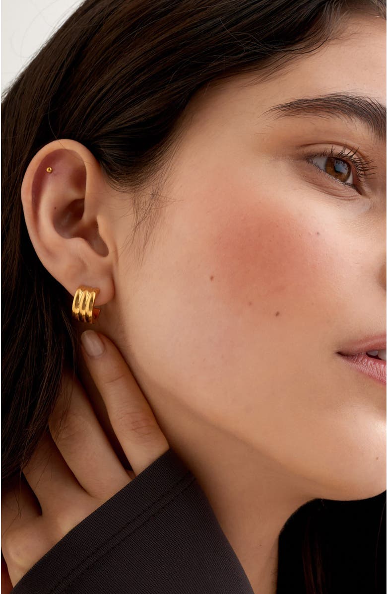 Katie Loxton Hanna Huggie Hoop Earrings, Alternate, color, Gold Coated
