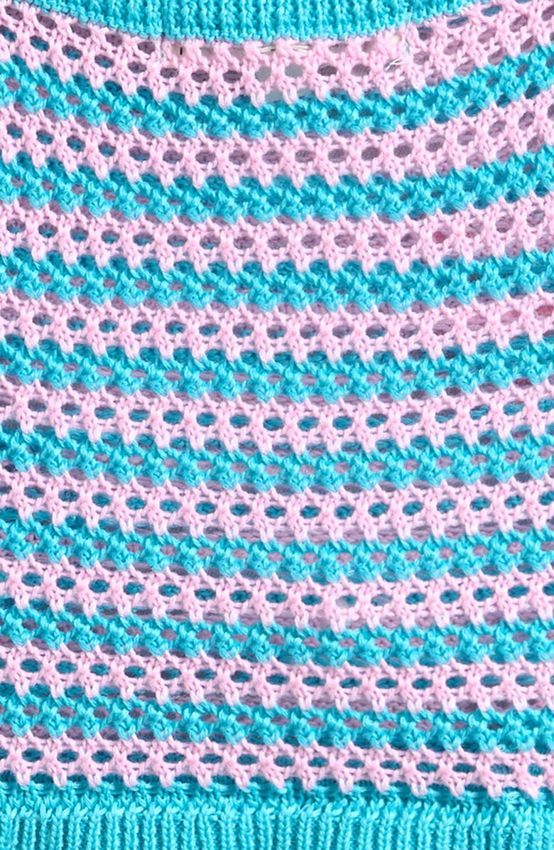 Miken Swim Kids' Stripe Cover-Up Tank & Shorts Set, Alternate, color, Blue Atoll/ Lilac Chiffon