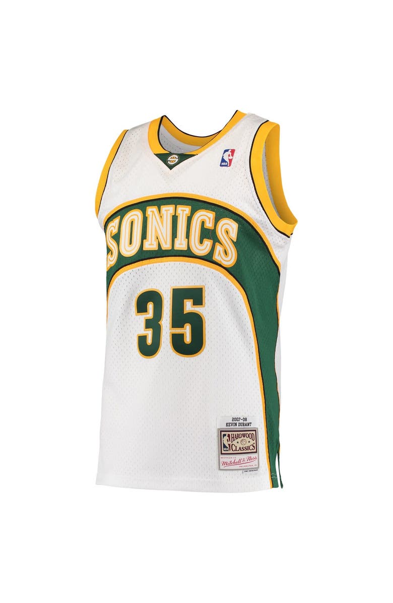 Mitchell & Ness Men's Mitchell & Ness Kevin Durant White Seattle SuperSonics Hardwood Classics Swingman Jersey, Alternate, color, 