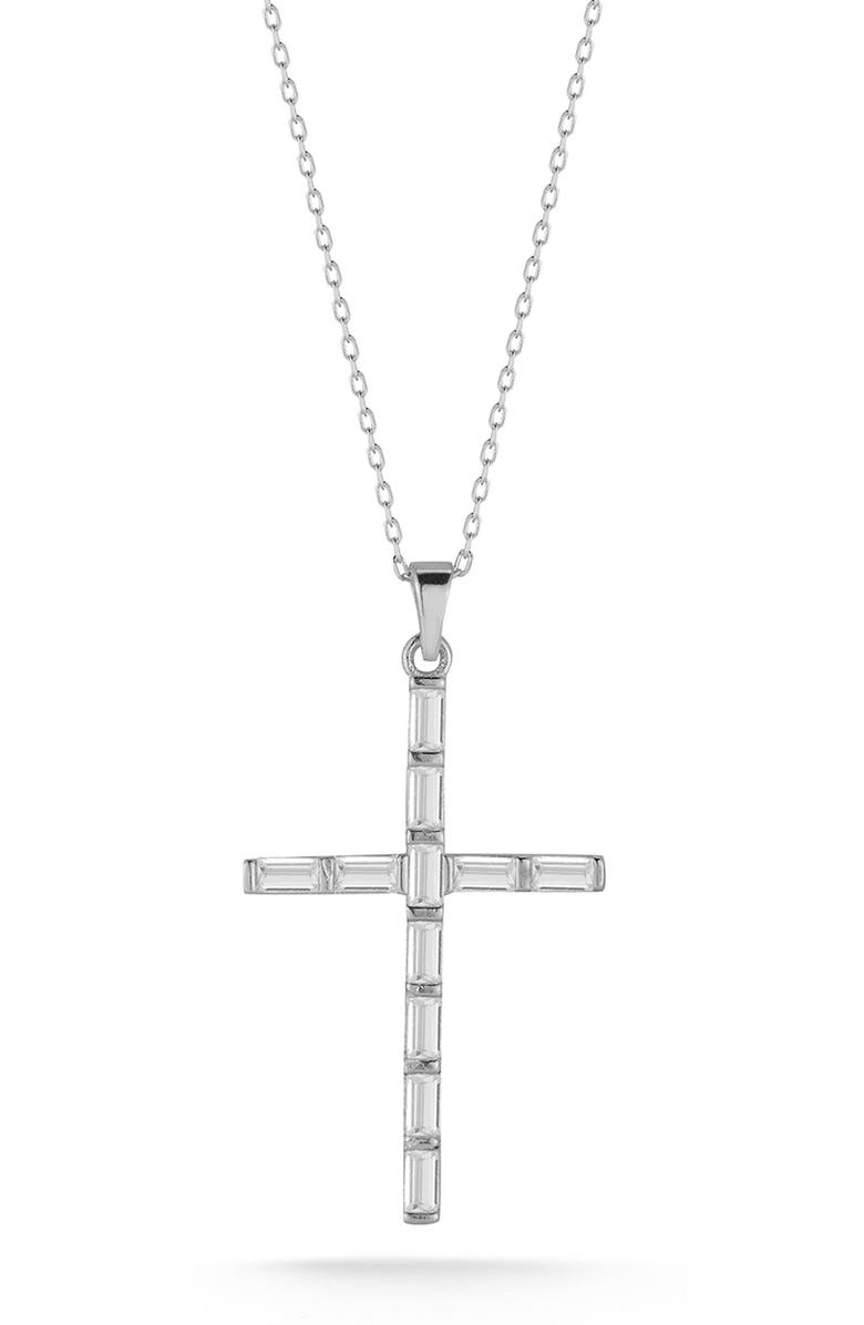 GLAZE JEWELRY Sterling Silver Cross Pendant Necklace, Main, color, Silver